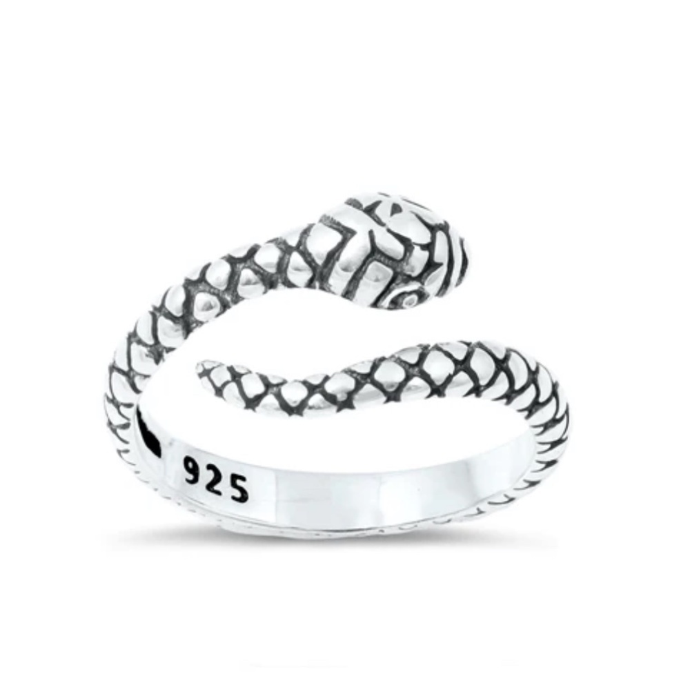 Sterling Silver Toe Ring – Snake | Textured Oxidized Wrap Design